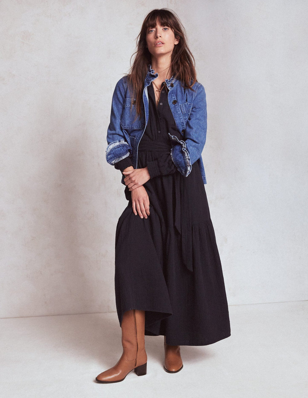 Cecily Double Cloth Midi Dress - Midnight Blue