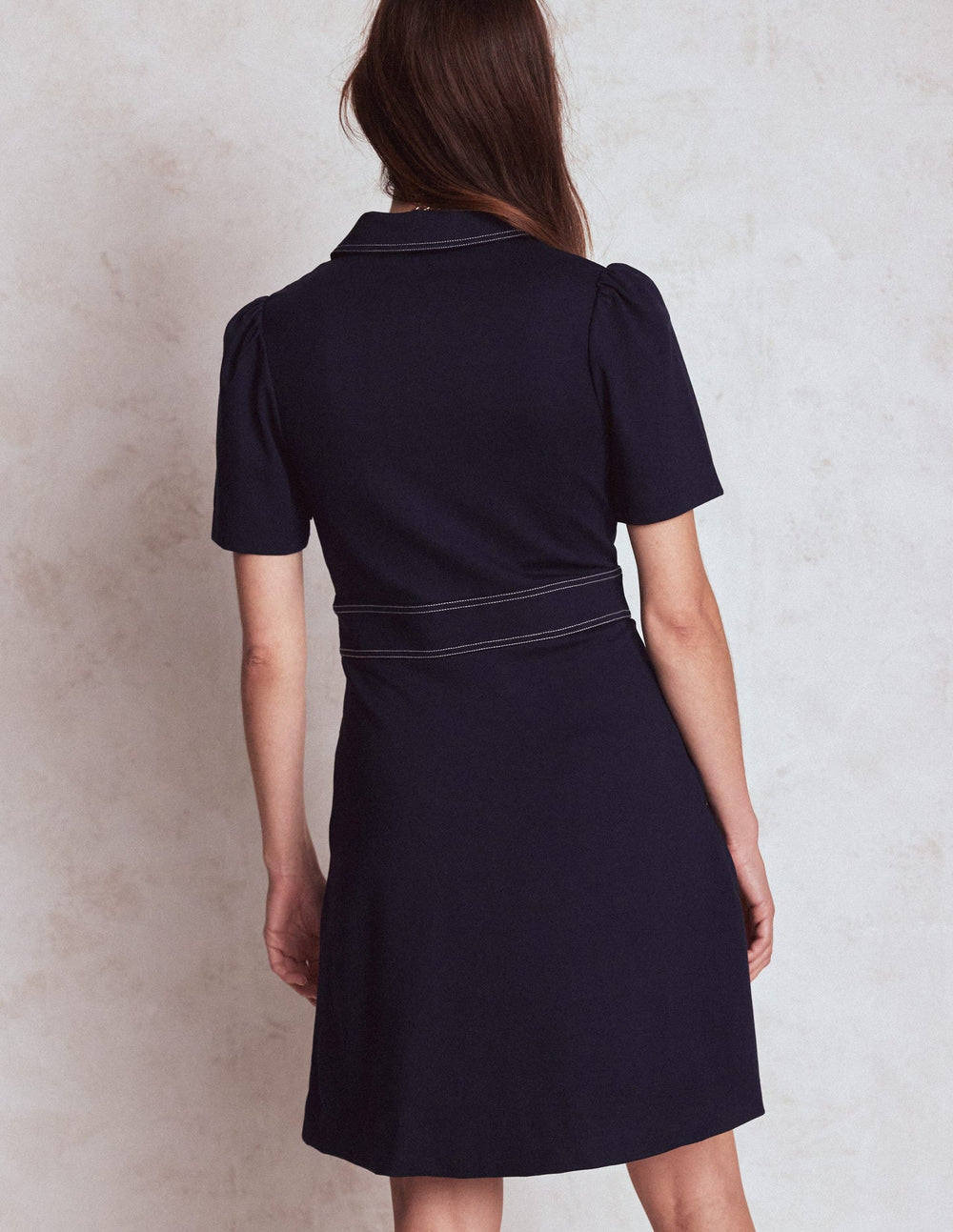 Nicolette Ponte Shirt Dress - Navy