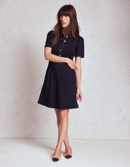 Nicolette Ponte Shirt Dress - Navy