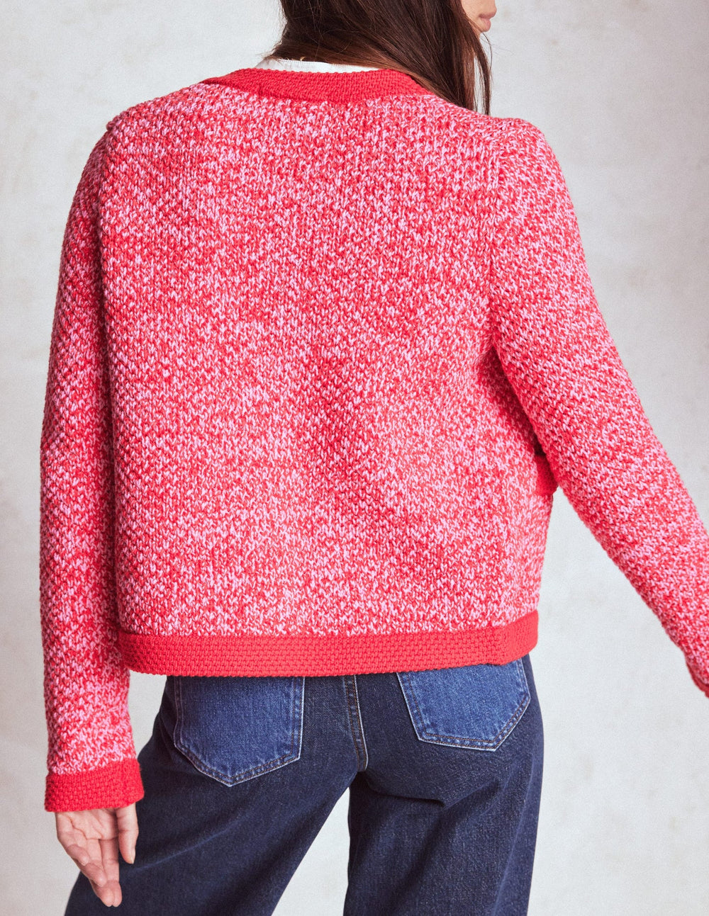 Libby Knitted Jacket - Pink Ribbon/ Poppy Red