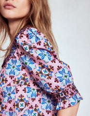 Effie Short Sleeve Top - Formica Pink, Bloom Mosaic
