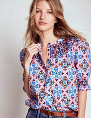 Effie Short Sleeve Top - Formica Pink, Bloom Mosaic