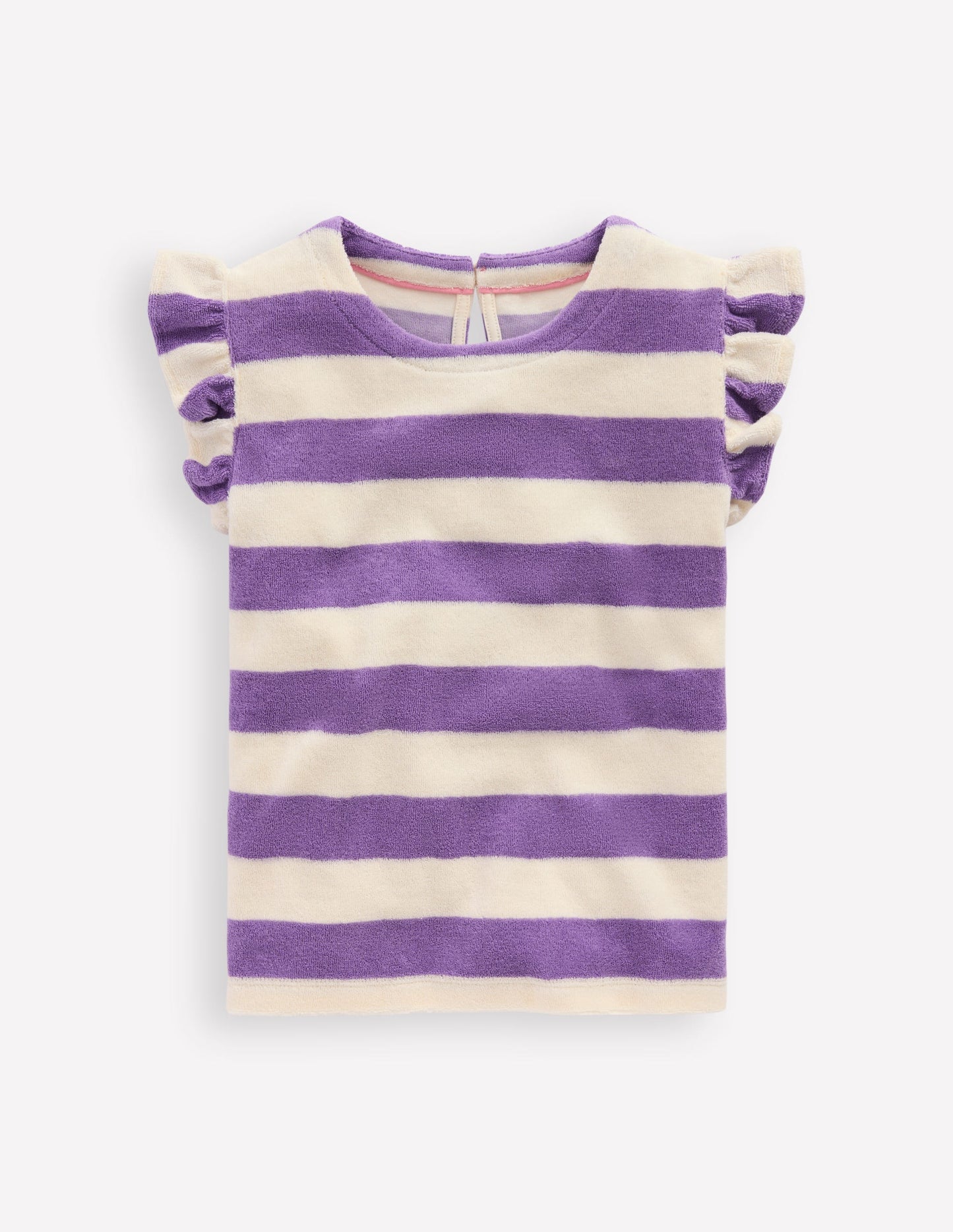 Relaxed Towelling Top - Soft Ivory/Aster Purple