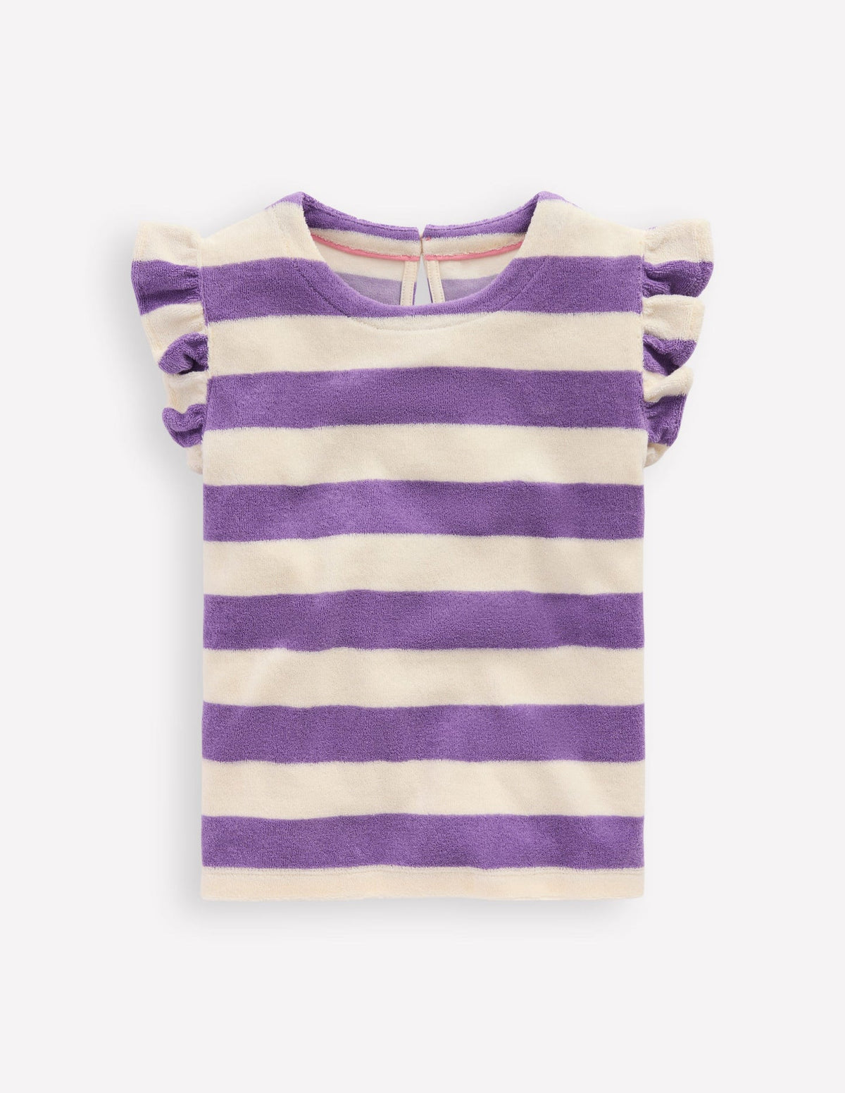 Relaxed Towelling Top - Soft Ivory/Aster Purple