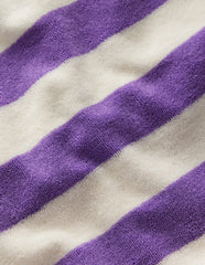 Relaxed Towelling Top - Soft Ivory/Aster Purple