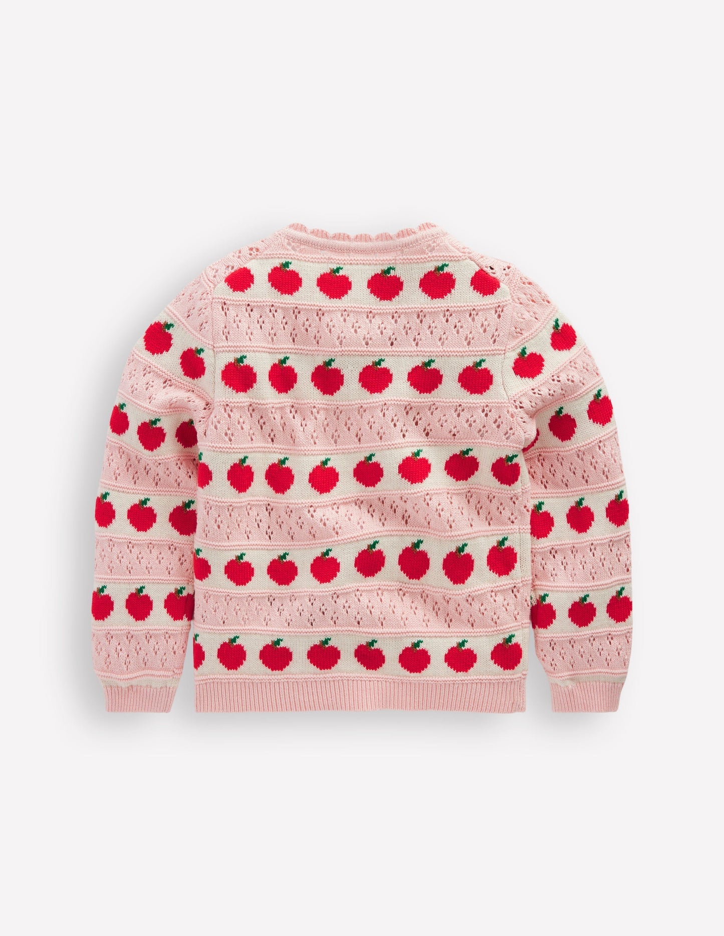 Pretty Scalloped Cardigan - Chalk Pink Apples