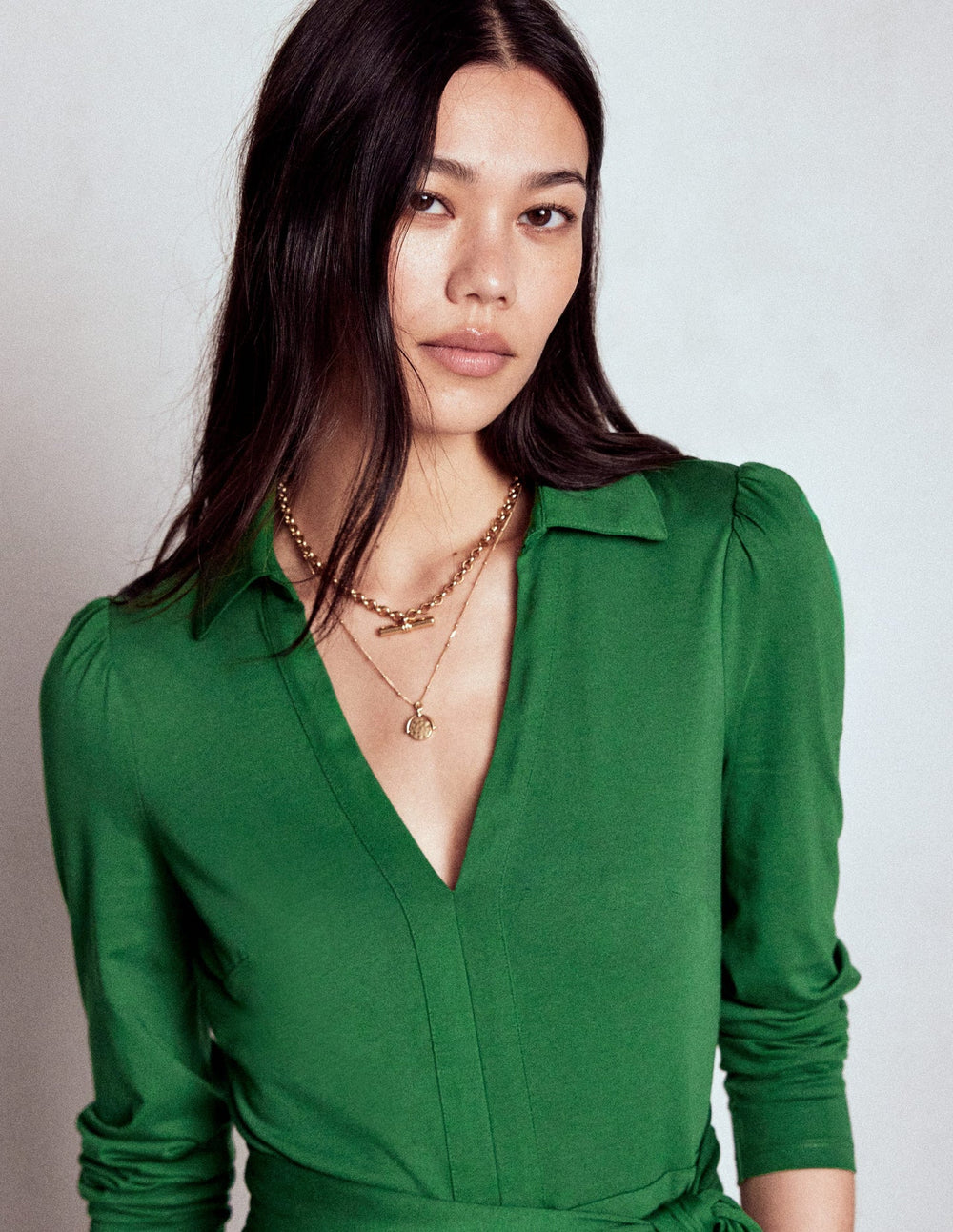 Imogen Collared Jersey Dress - Eden