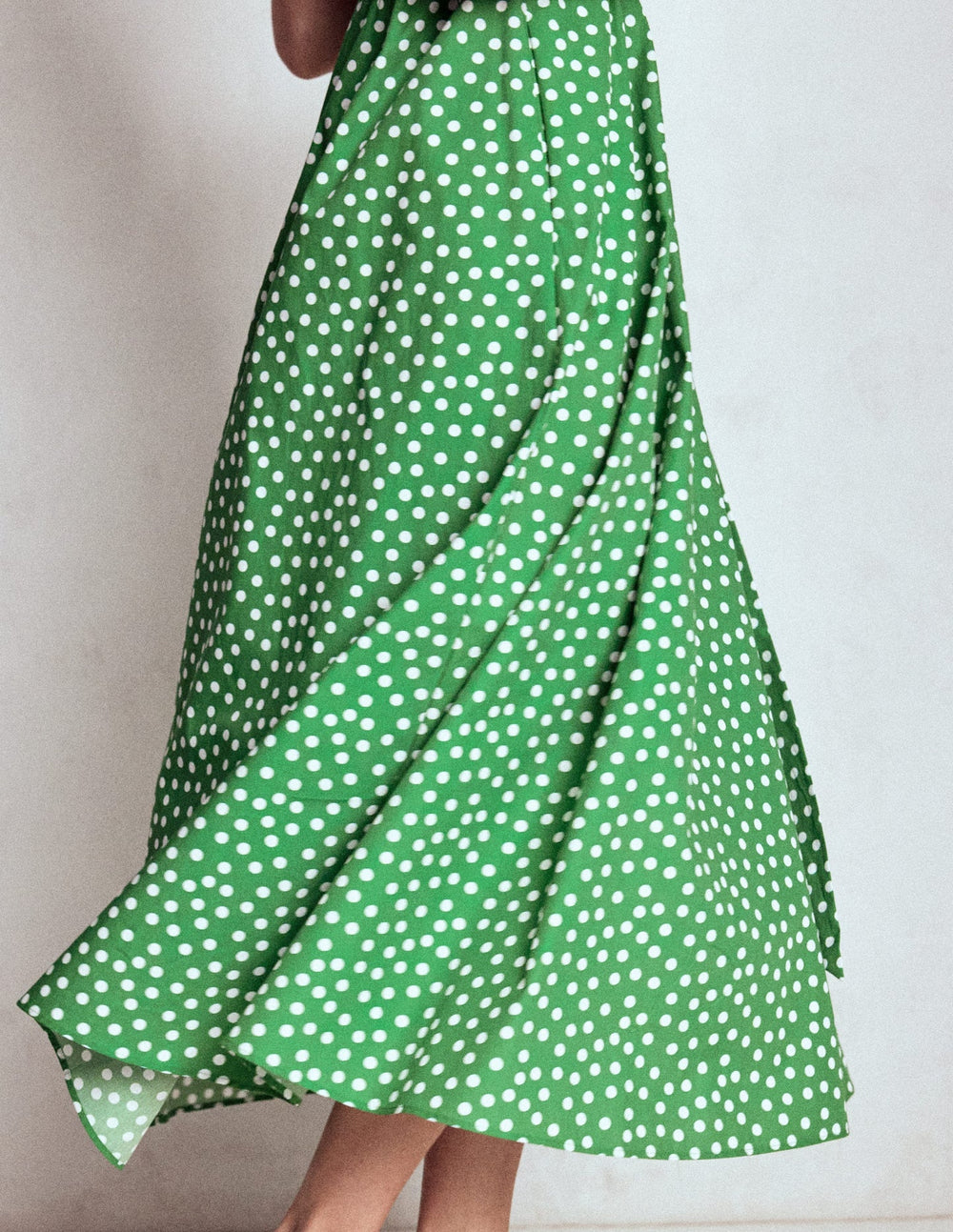 Julia Cotton Wrap Midi Dress - Highland Green, Painted Dot