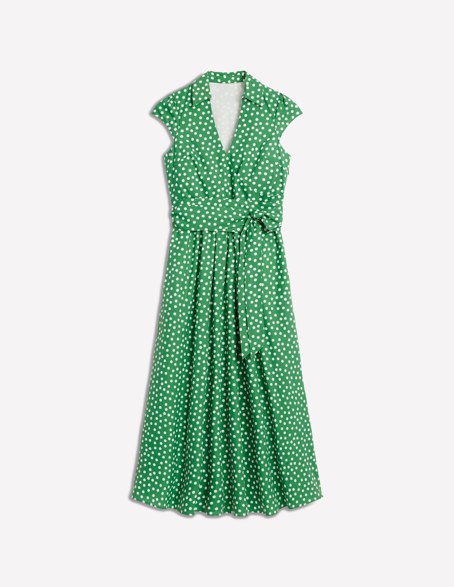 Julia Cotton Wrap Midi Dress - Highland Green, Painted Dot