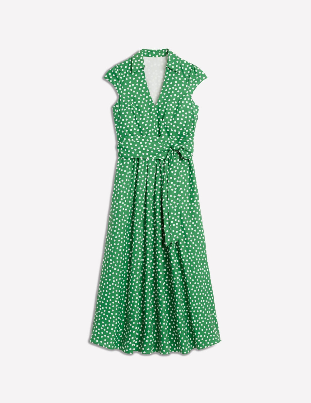 Julia Cotton Wrap Midi Dress - Highland Green, Painted Dot
