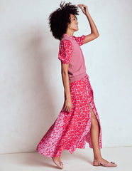 Alegra Midi Shirt Dress - Jewel Red, Leafy Grove