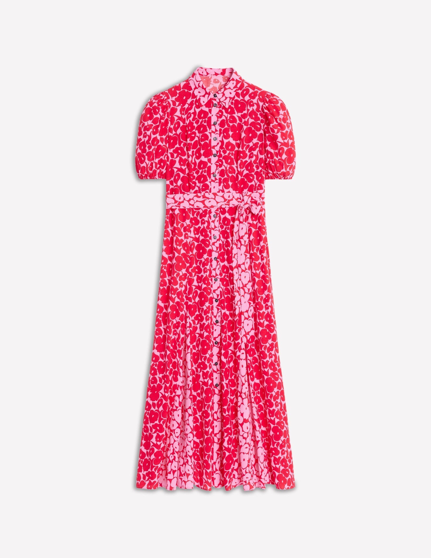 Alegra Midi Shirt Dress - Jewel Red, Leafy Grove