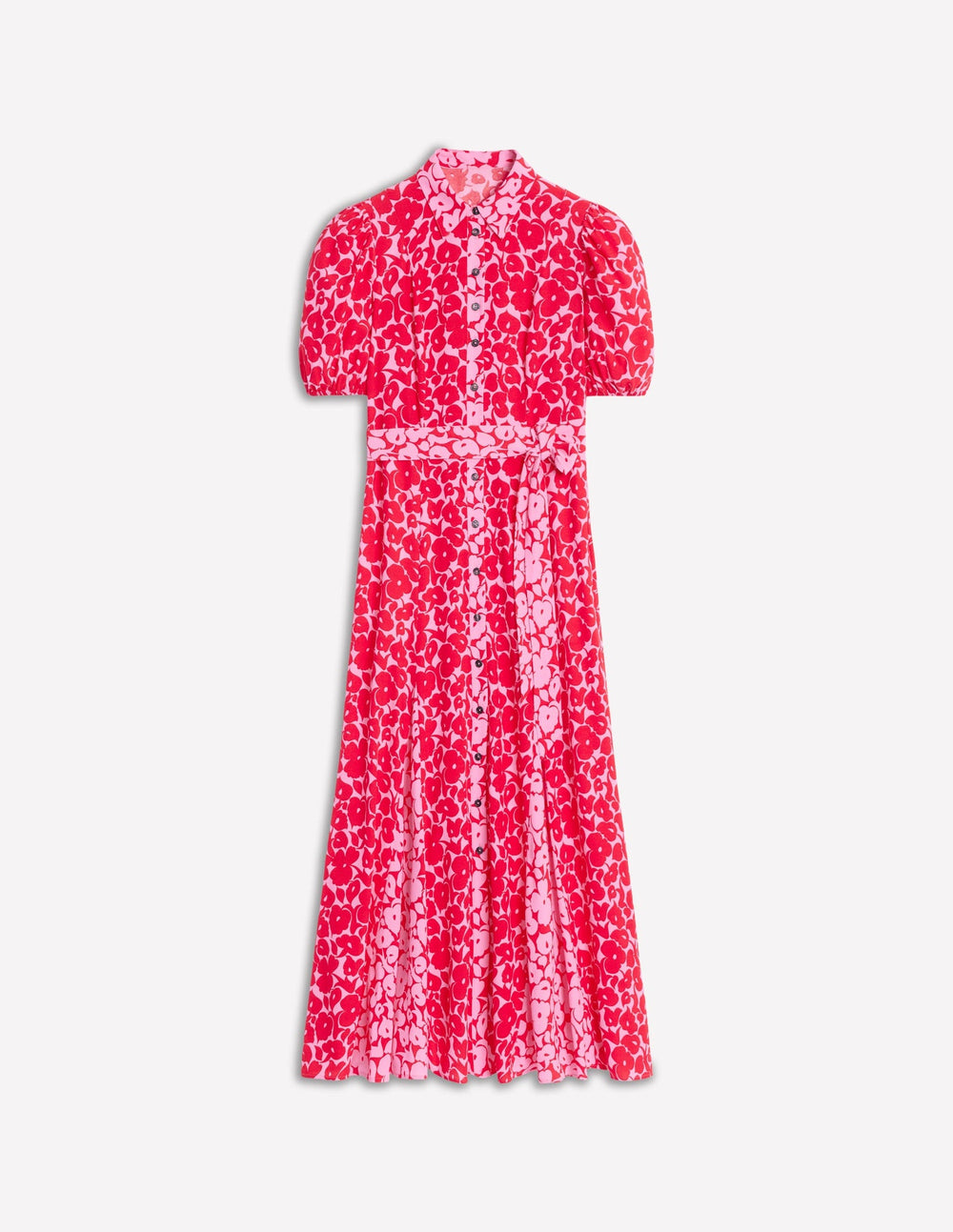 Alegra Midi Shirt Dress - Jewel Red, Leafy Grove