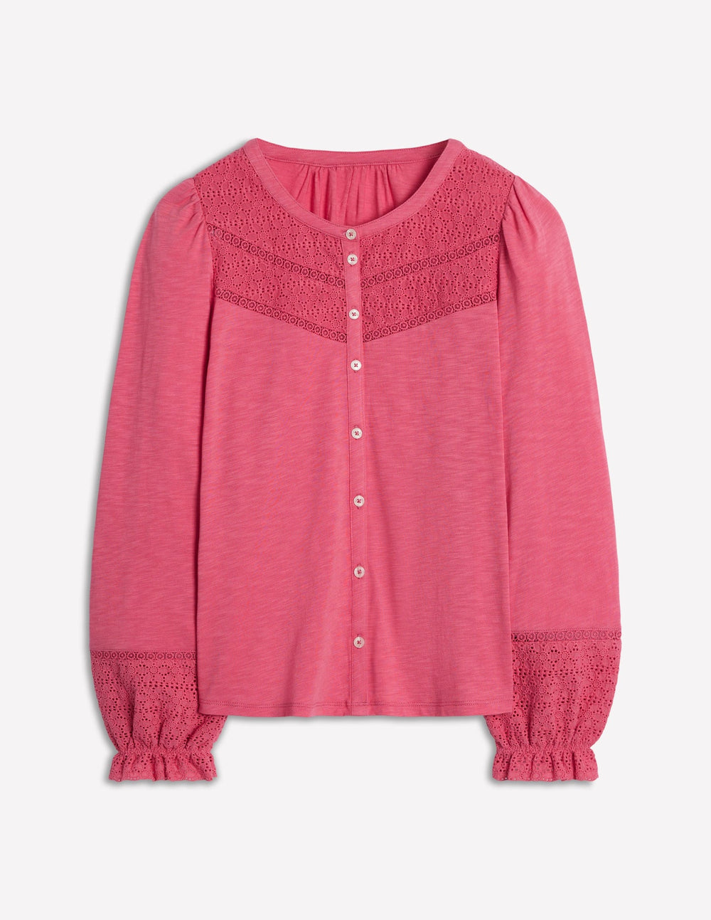 Pippa Broderie Jersey Shirt - Rose Pink