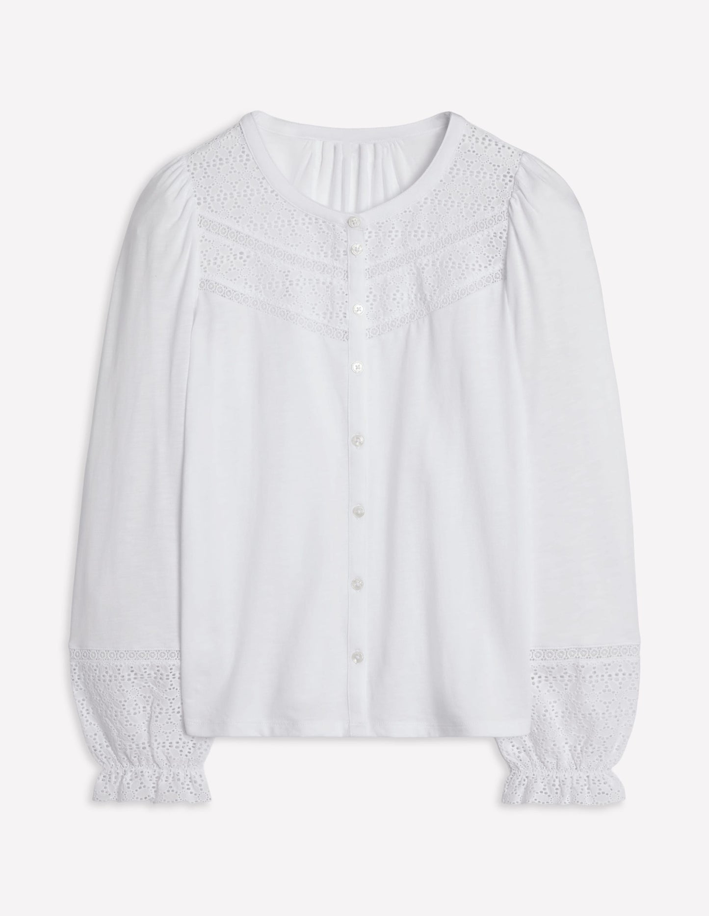 Pippa Broderie Jersey Shirt - White