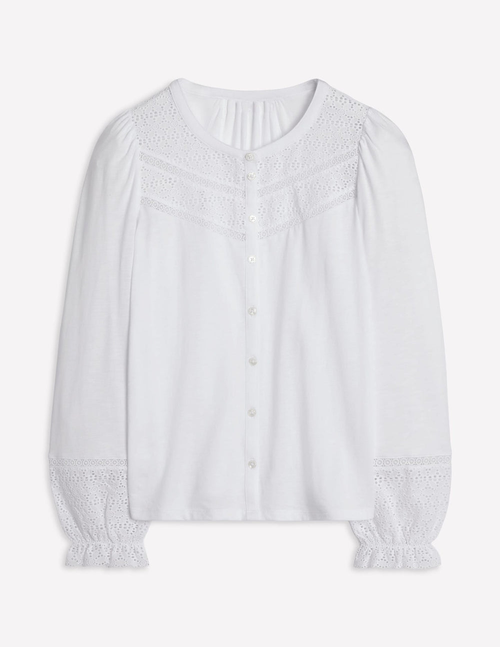 Pippa Broderie Jersey Shirt - White