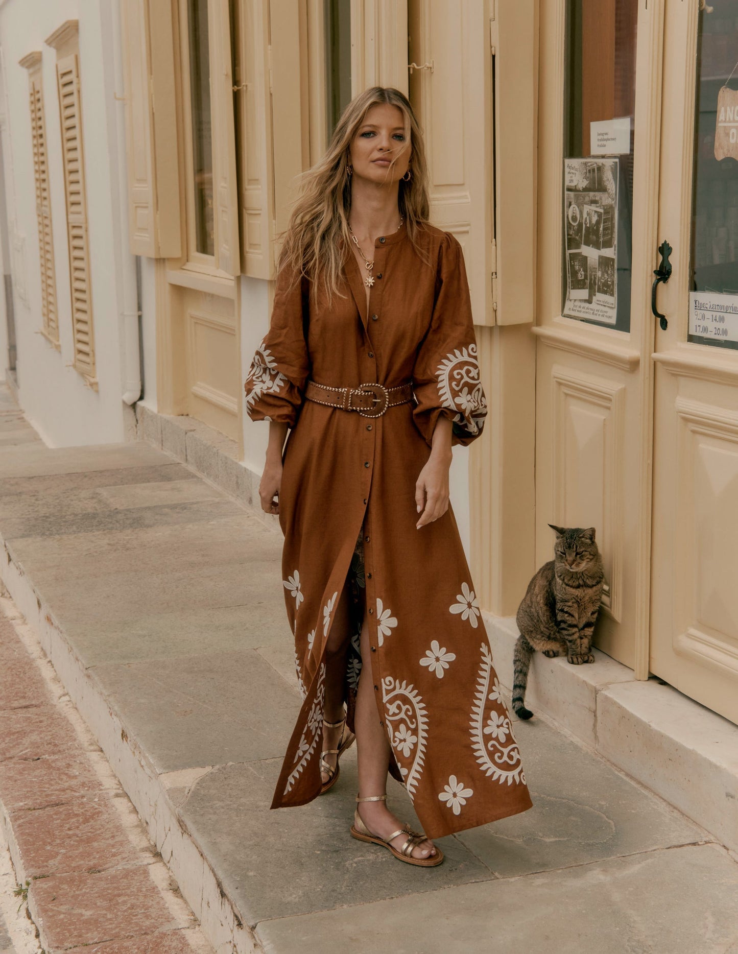 Mae Linen Blend Shirt Dress - Russet