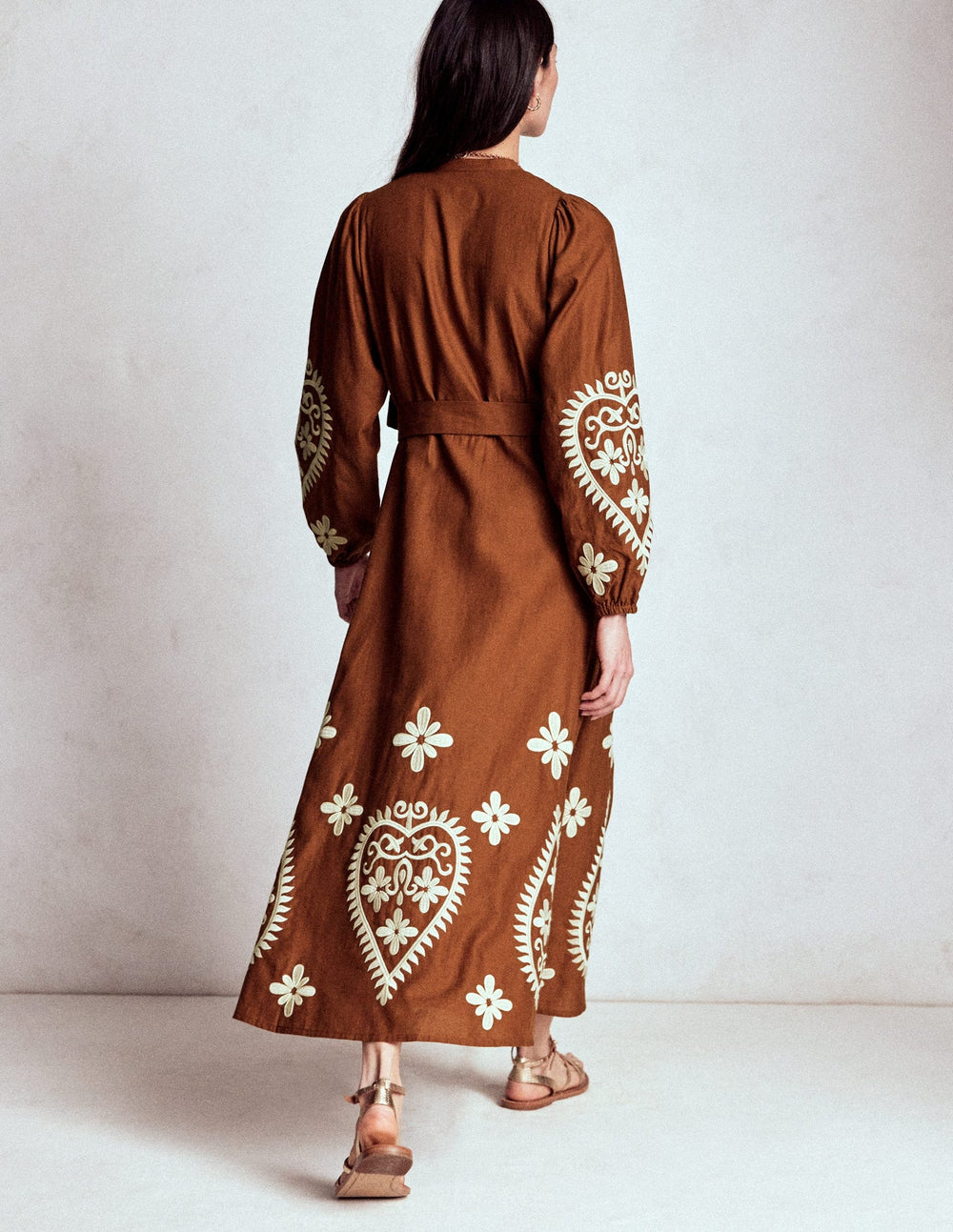 Mae Linen Blend Shirt Dress - Russet