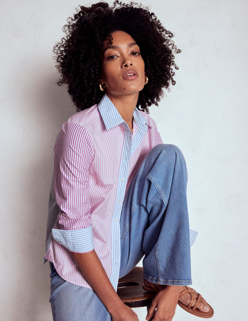 Sienna Cotton Shirt - Hotched, Multi Stripe