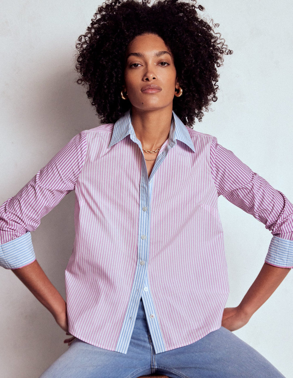 Sienna Cotton Shirt - Hotched, Multi Stripe