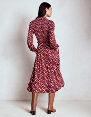 Smocked Jersey Shirt Dress - Chestnut, Painted Dot