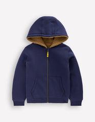 Reversible Borg Hoody - College Navy