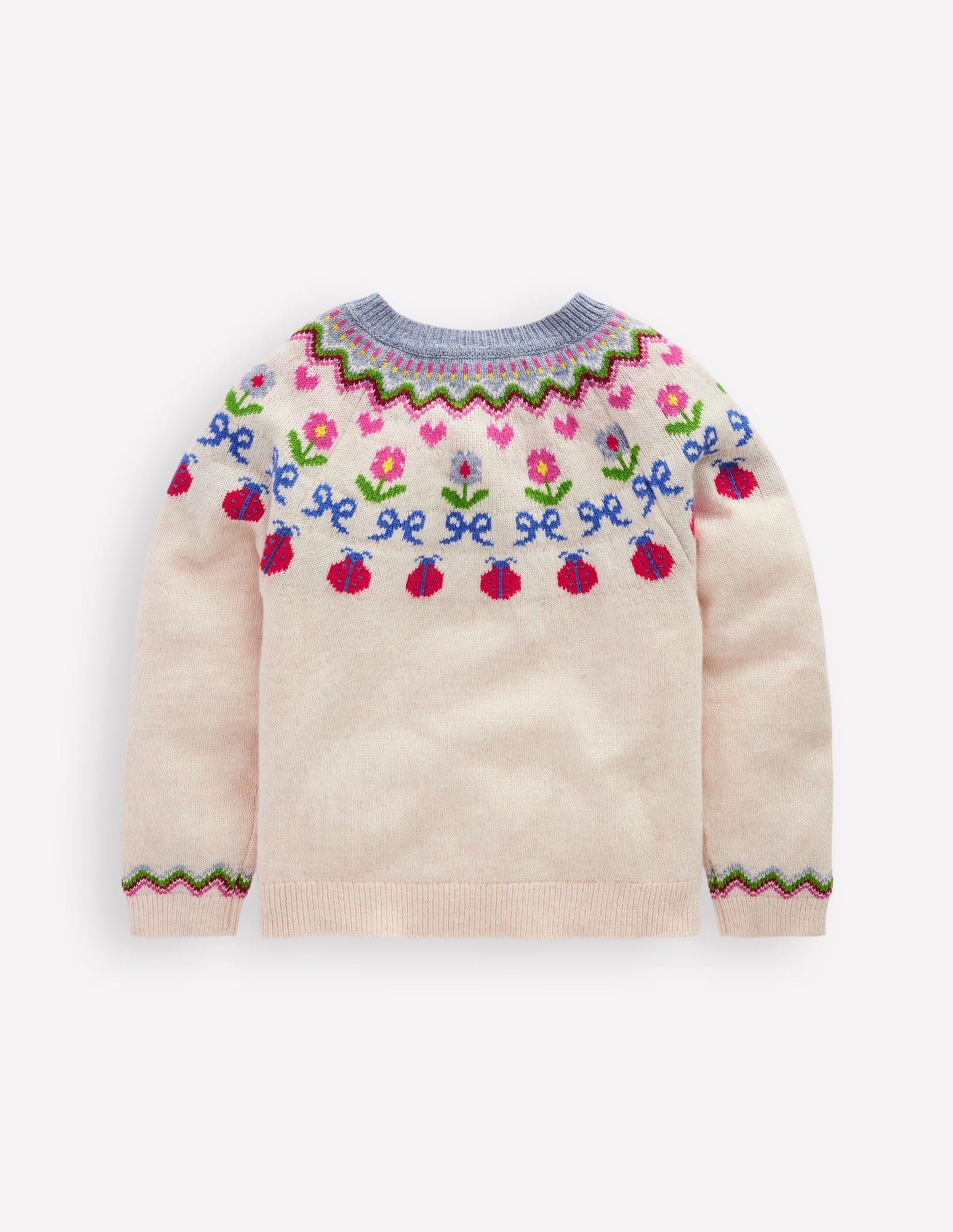Edie Fair Isle Cardigan - Ecru Marl Flowers