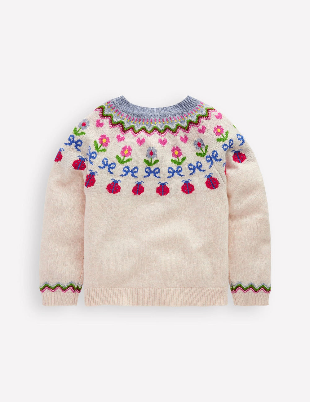 Edie Fair Isle Cardigan - Ecru Marl Flowers
