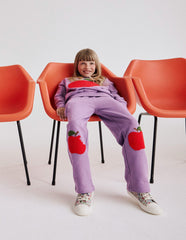 Bobbie Appliqué Joggers - Aster Purple Apples