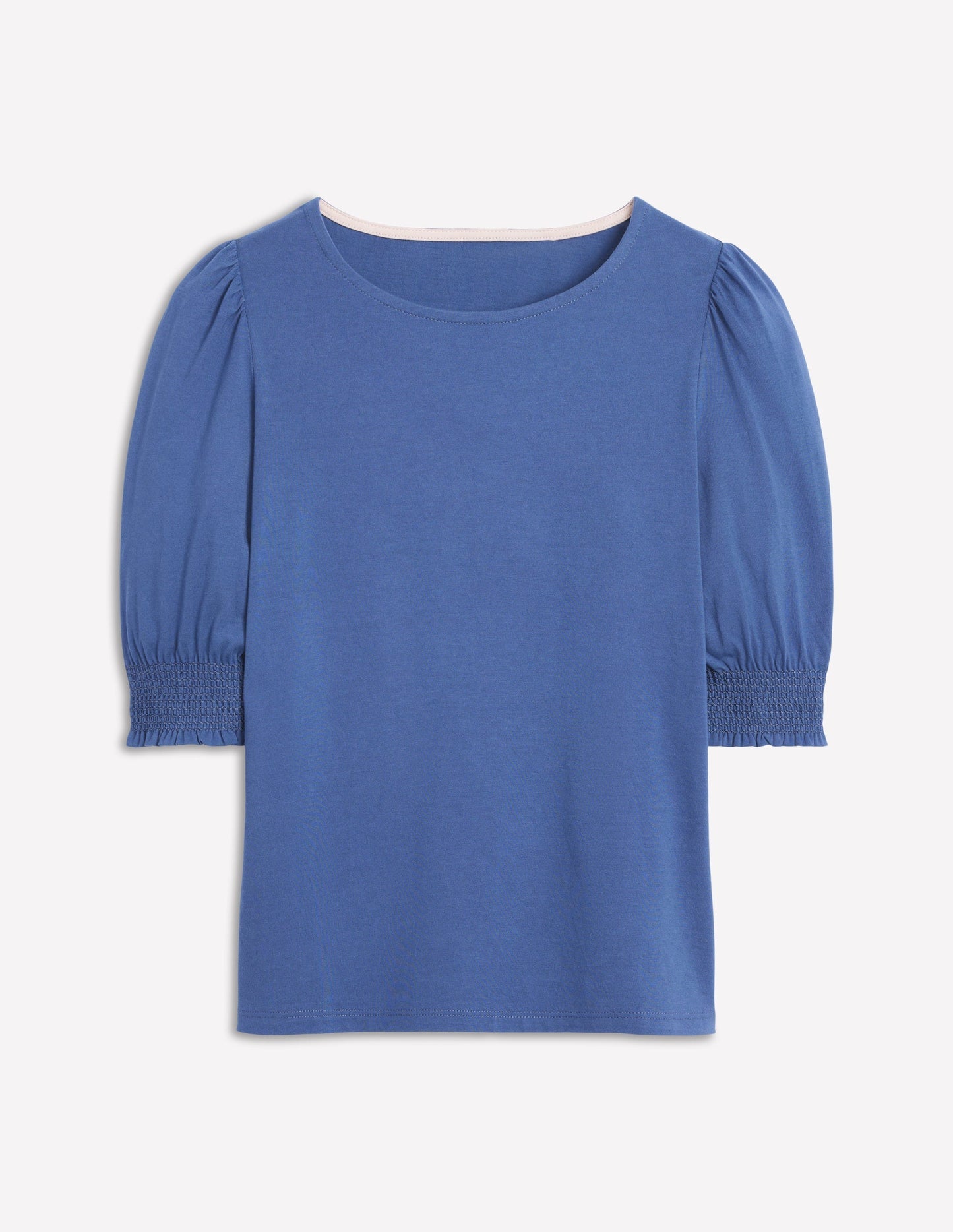 Short Sleeve Smocked Cuff Top - Denim Blue