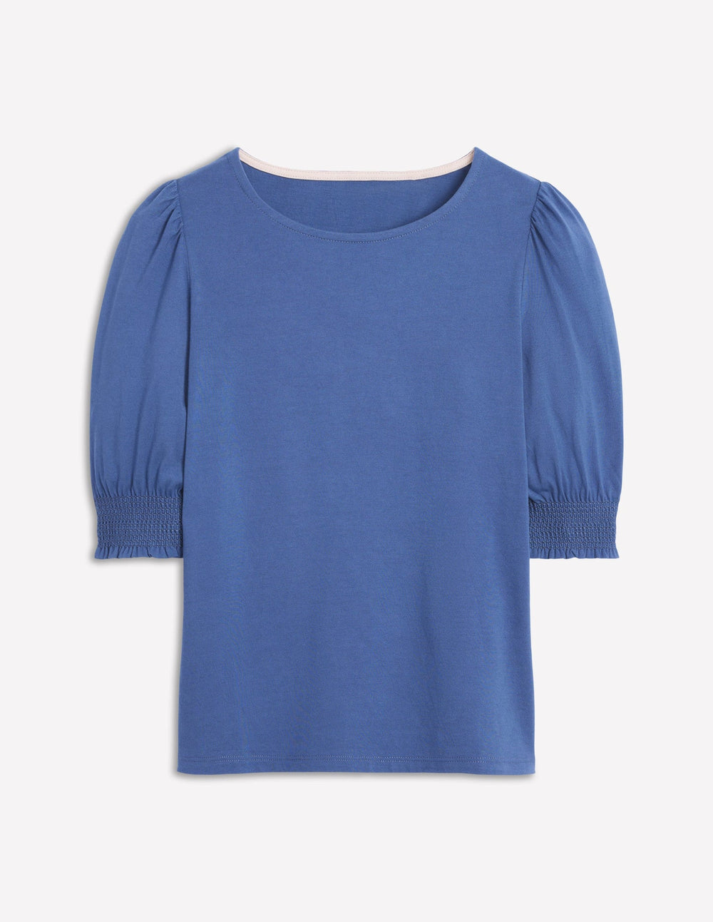 Short Sleeve Smocked Cuff Top - Denim Blue