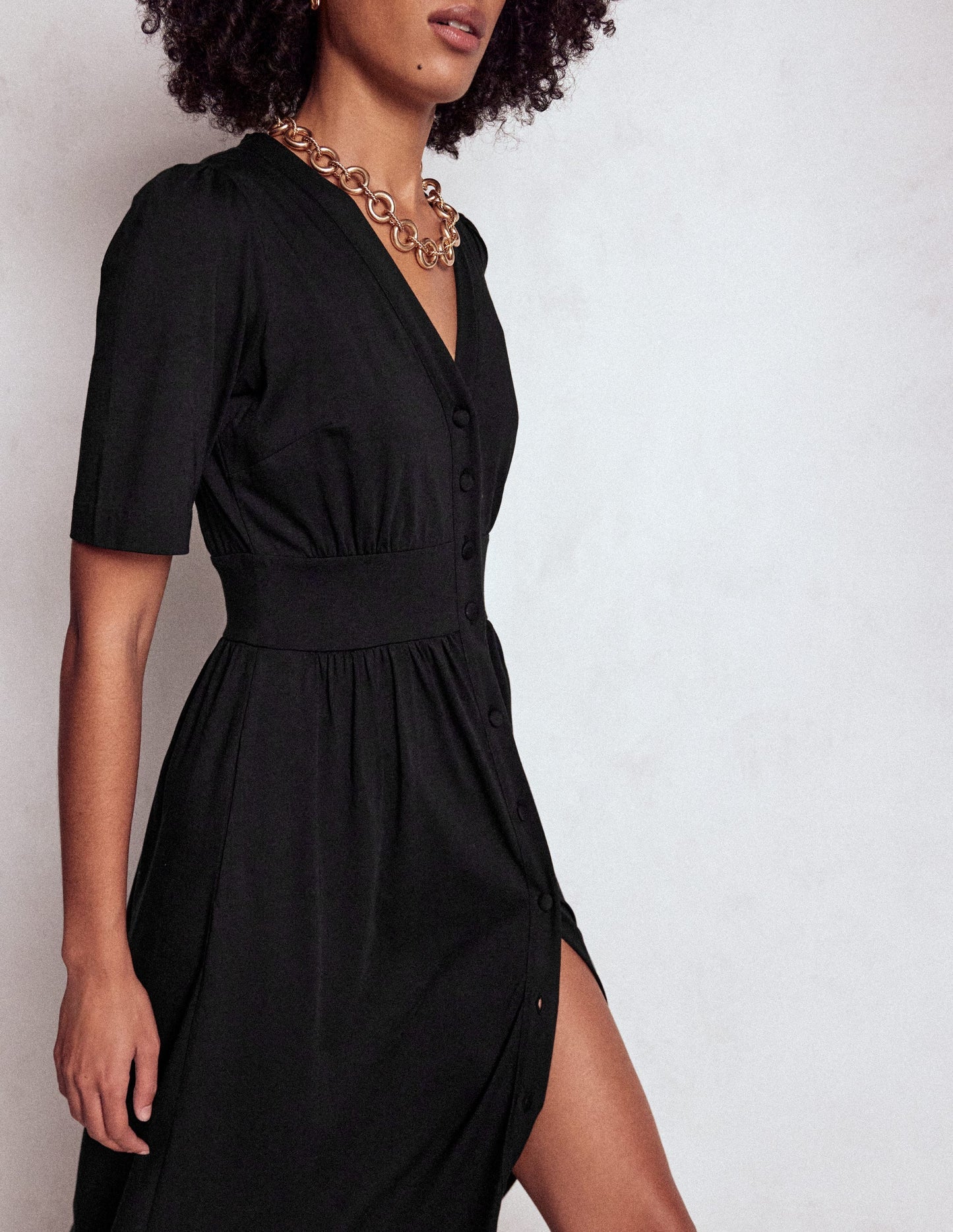 Natalia Jersey Tea Dress - Black