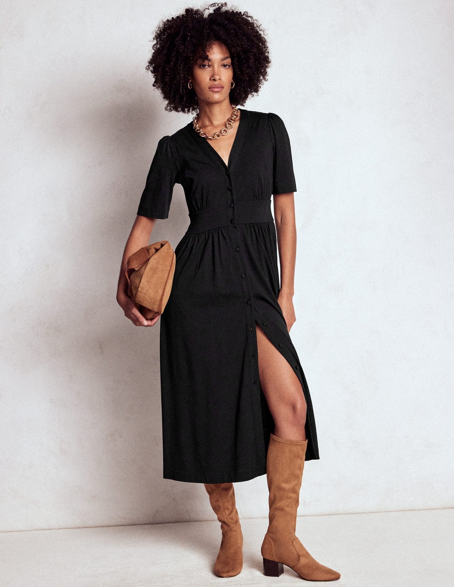 Natalia Jersey Tea Dress - Black