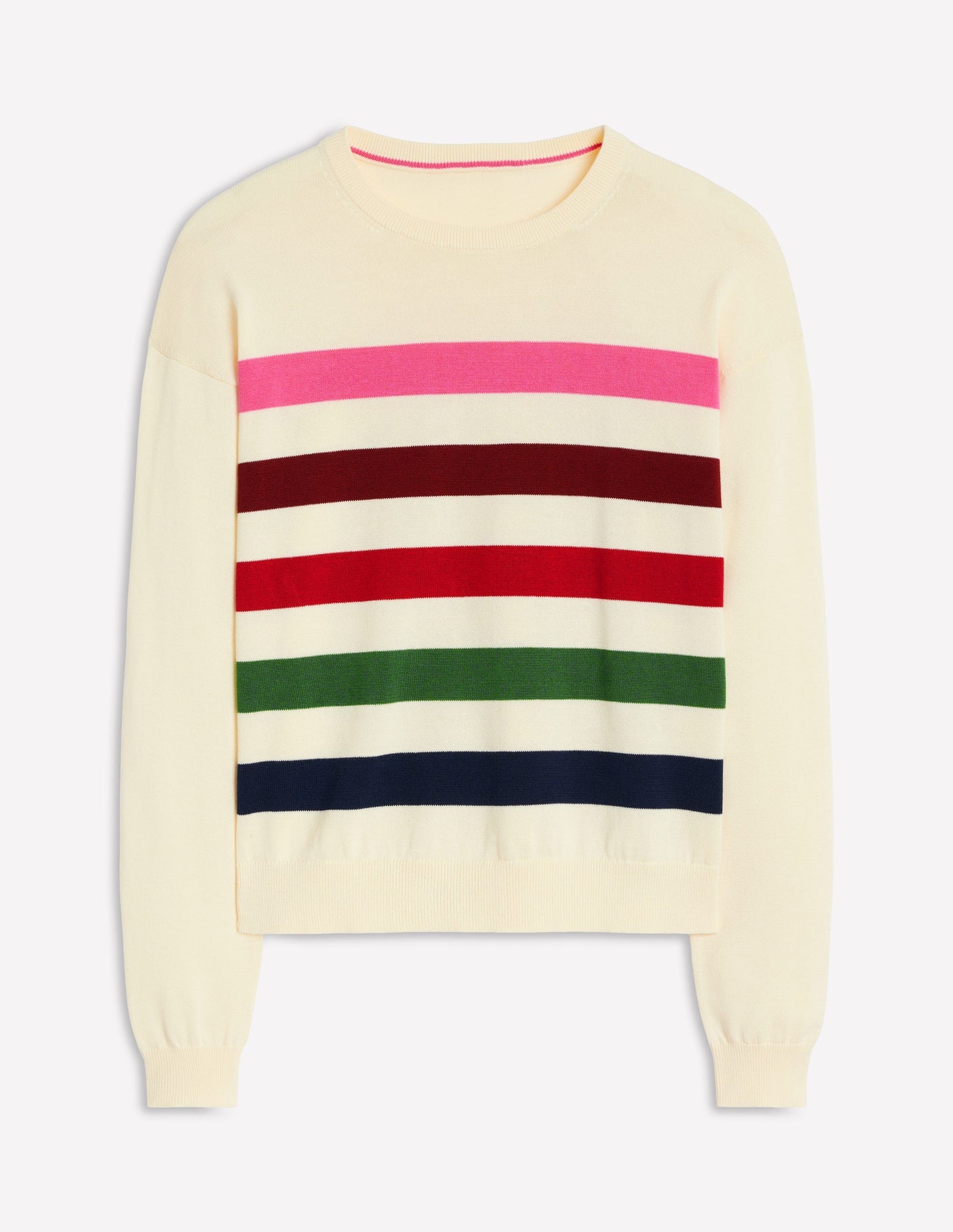 Lara Relaxed Cotton Jumper - Ivory, Multi Stripe