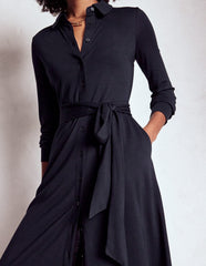 Marcia Jersey Shirt Dress - Navy