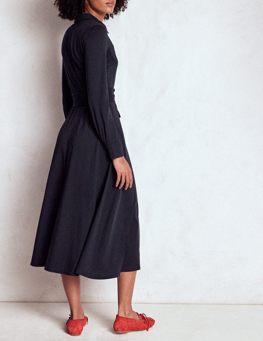 Marcia Jersey Shirt Dress - Navy
