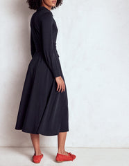 Marcia Jersey Shirt Dress - Navy