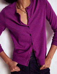 Emilia Cotton Crew Cardigan - Regal Purple