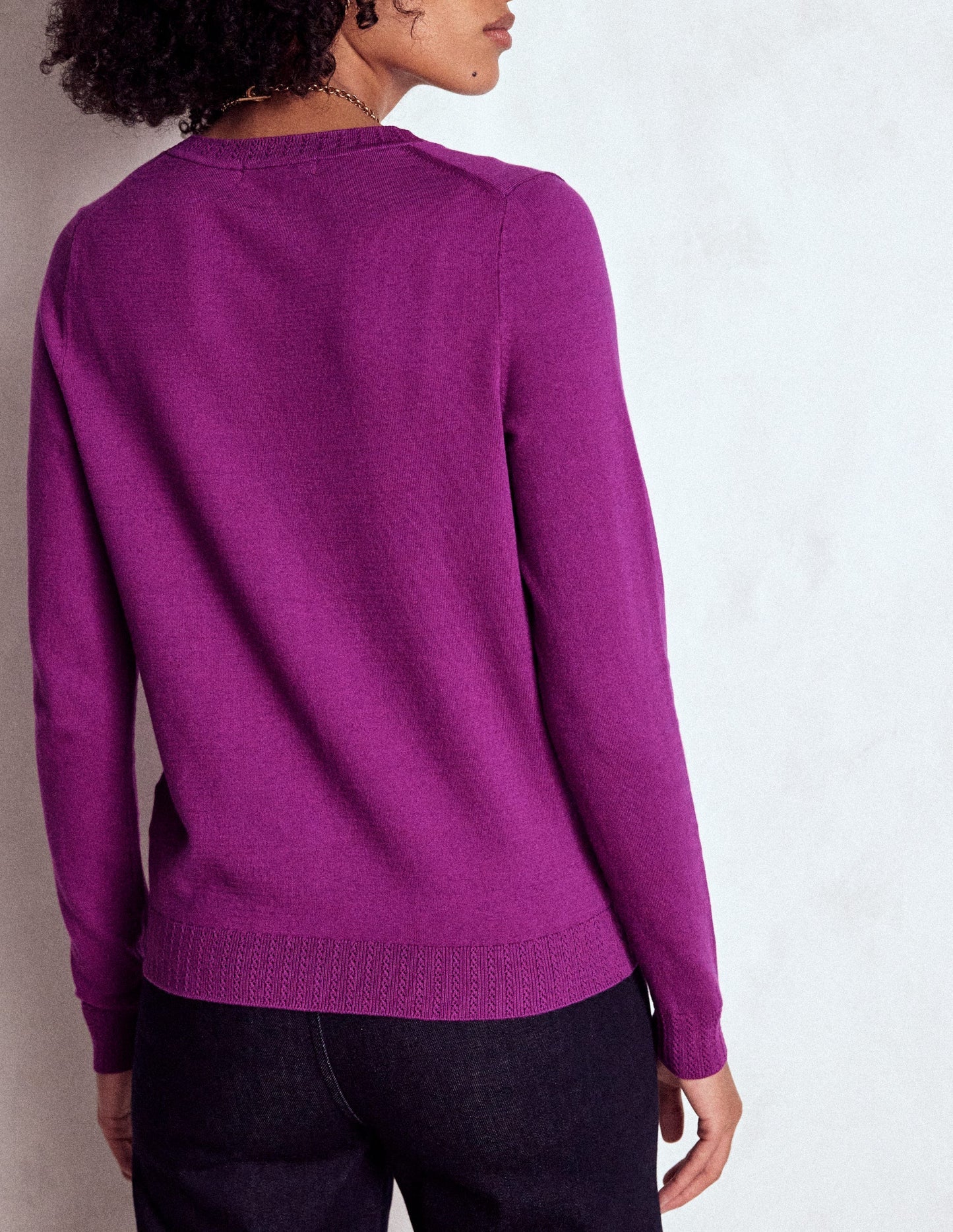 Emilia Cotton Crew Cardigan - Regal Purple