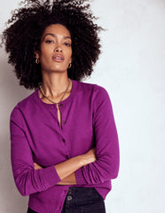 Emilia Cotton Crew Cardigan - Regal Purple