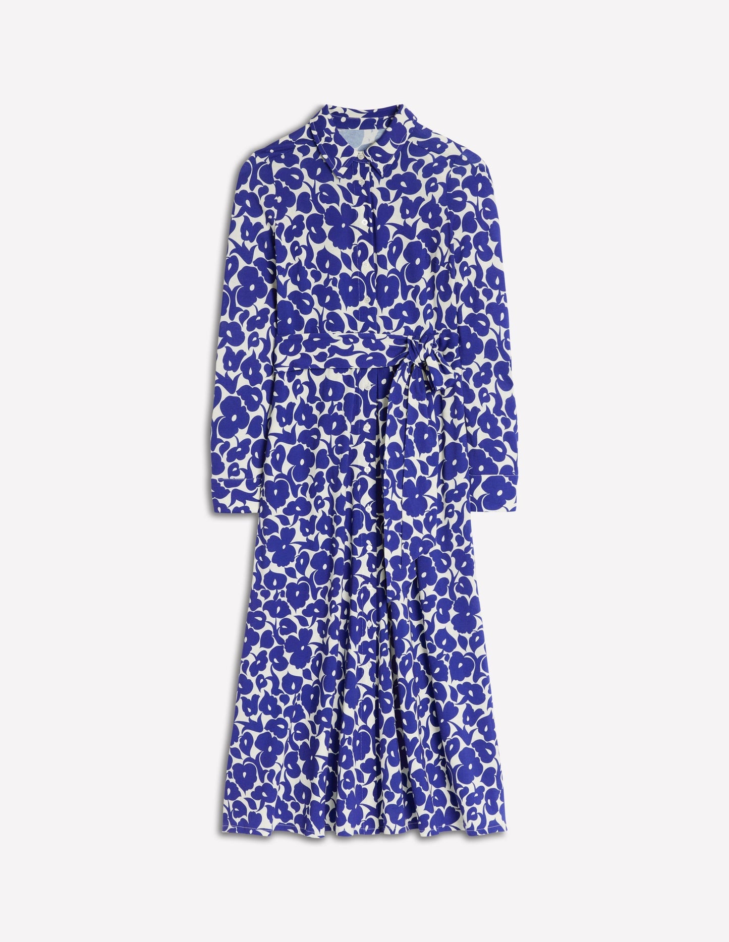 Marcia Jersey Shirt Dress - Bright Blue, Leafy Grove