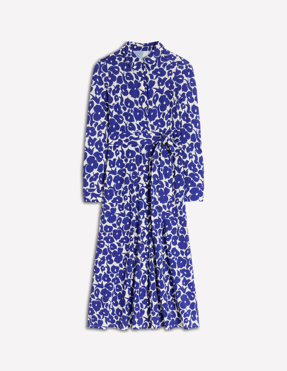 Marcia Jersey Shirt Dress - Bright Blue, Leafy Grove