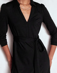 Imogen Collared Jersey Dress - Black