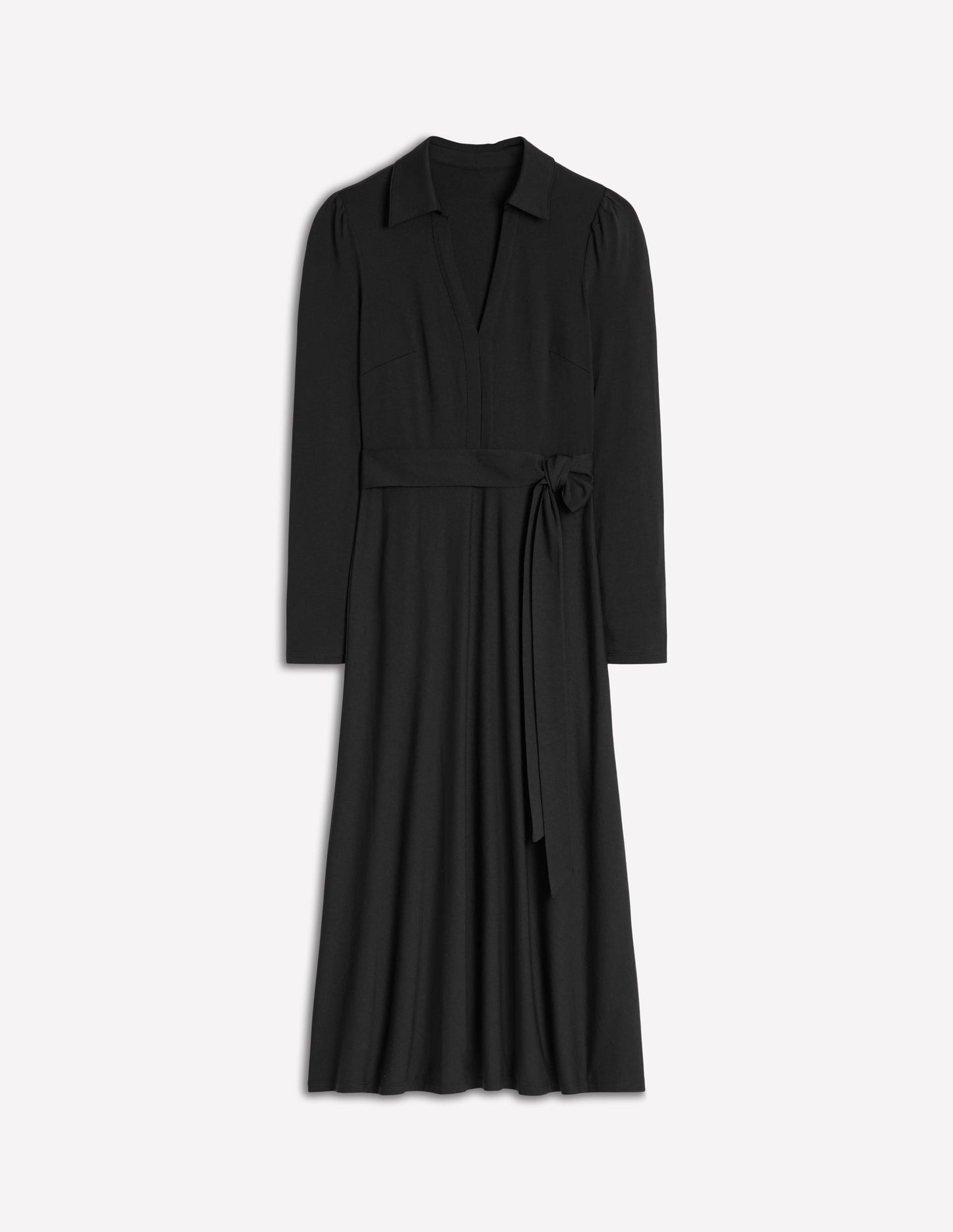 Imogen Collared Jersey Dress - Black