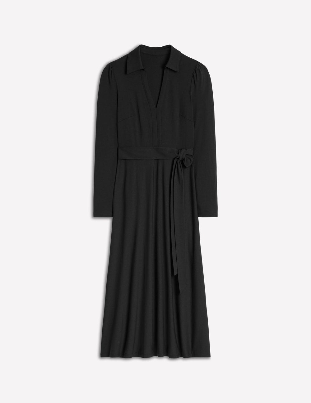 Imogen Collared Jersey Dress - Black