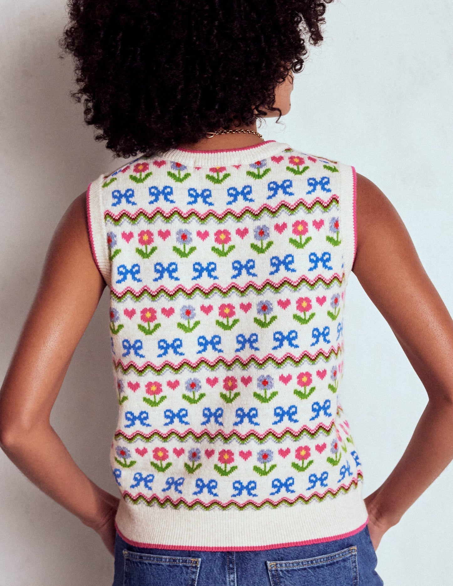Edie Fair Isle Vest - Oatmeal Melange, Flowers