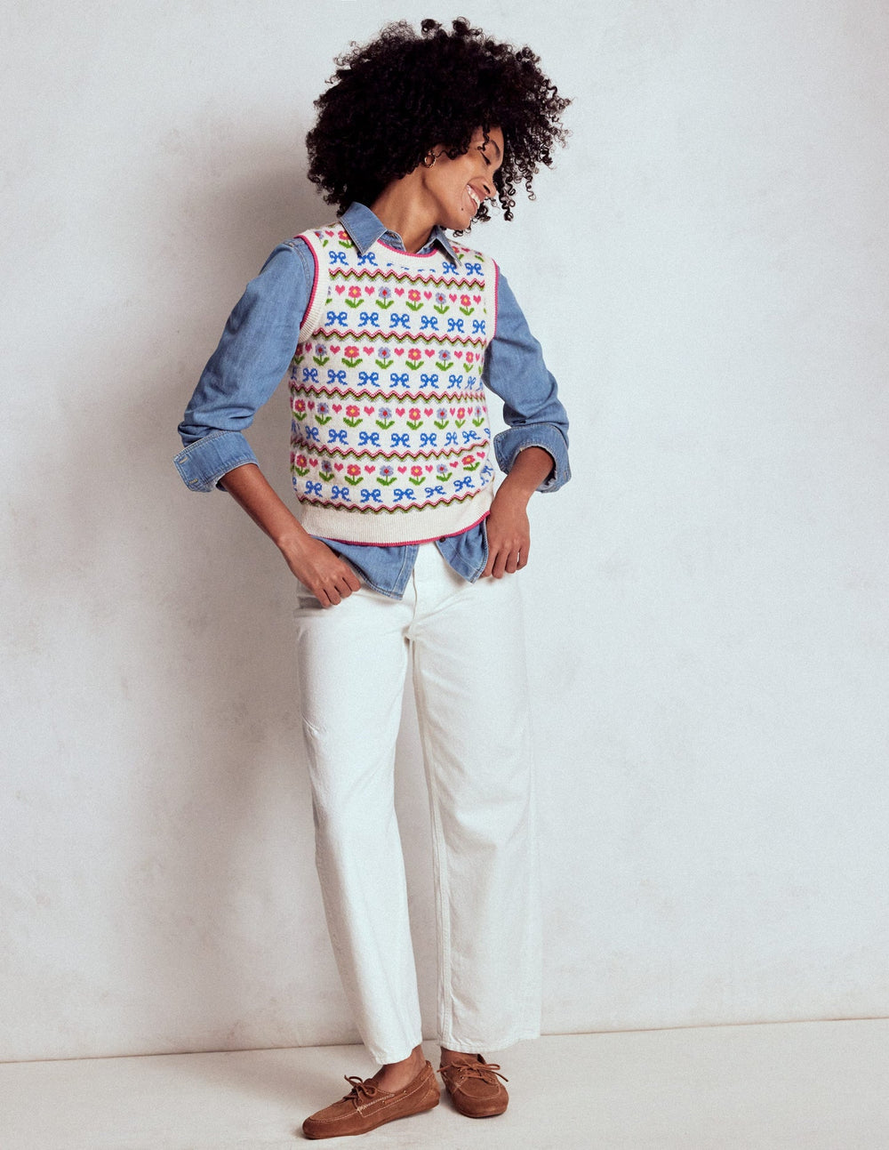 Edie Fair Isle Vest - Oatmeal Melange, Flowers