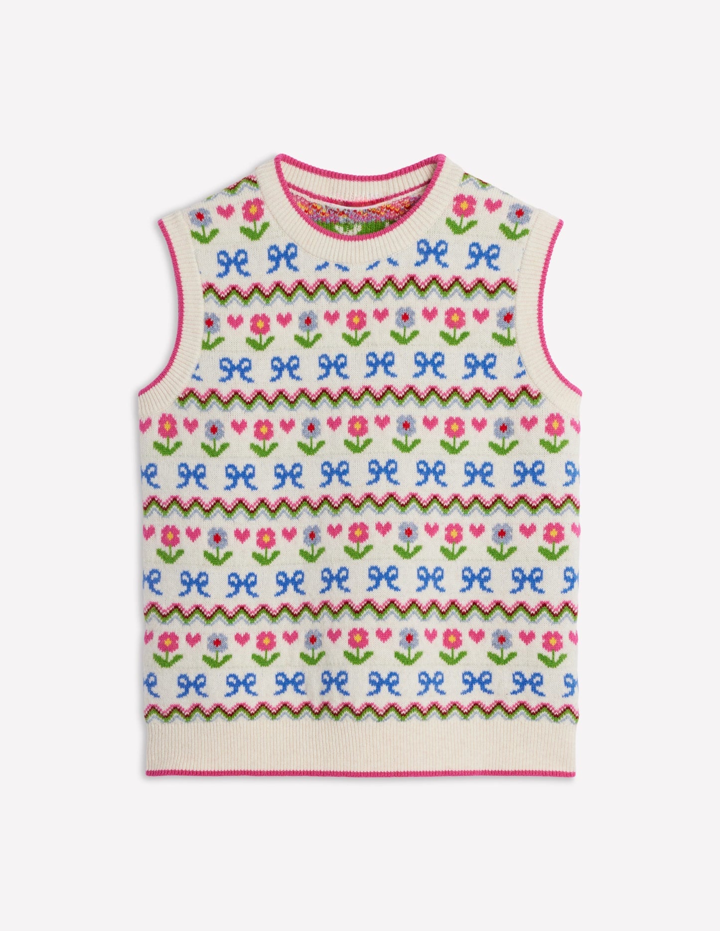 Edie Fair Isle Vest - Oatmeal Melange, Flowers