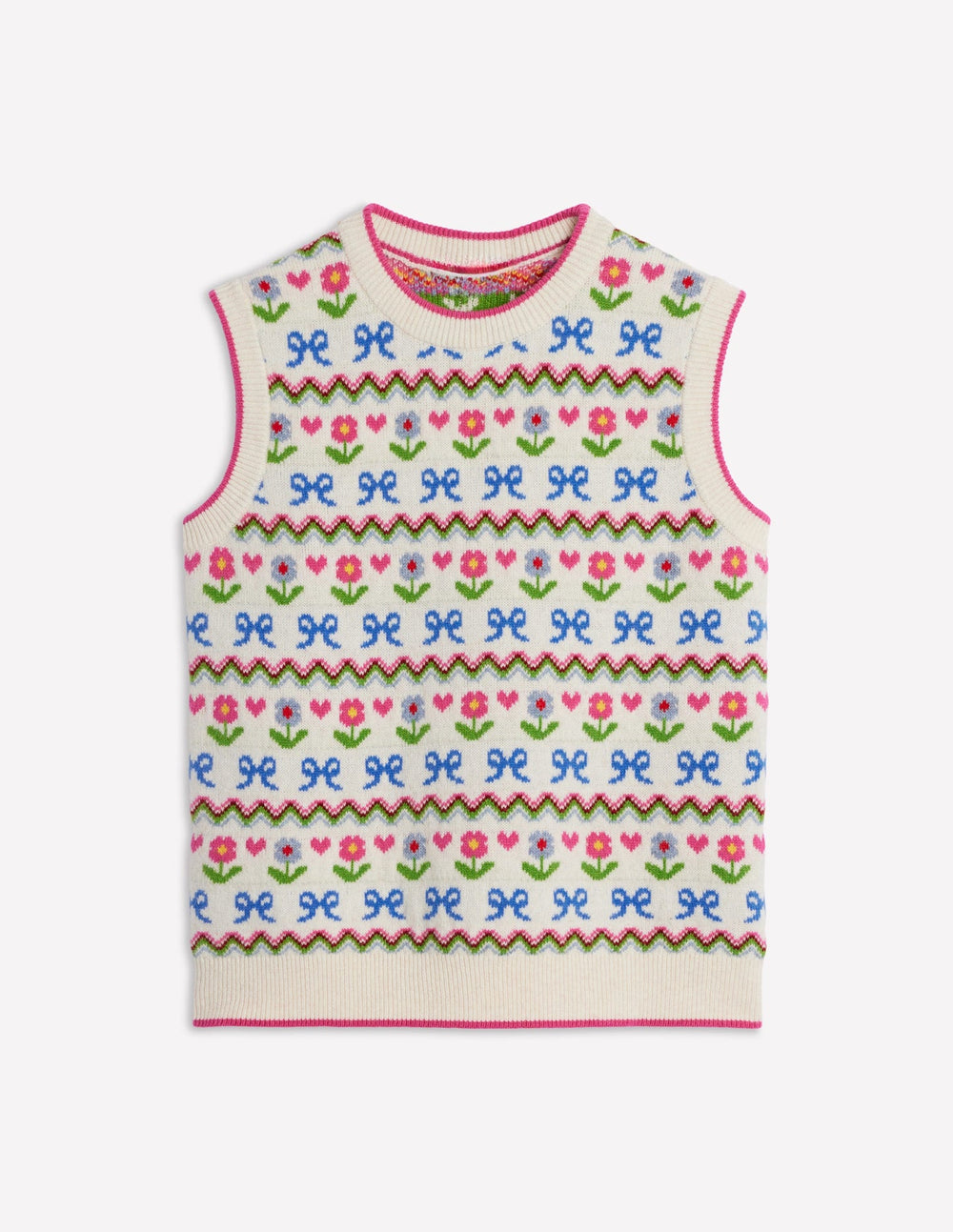 Edie Fair Isle Vest - Oatmeal Melange, Flowers