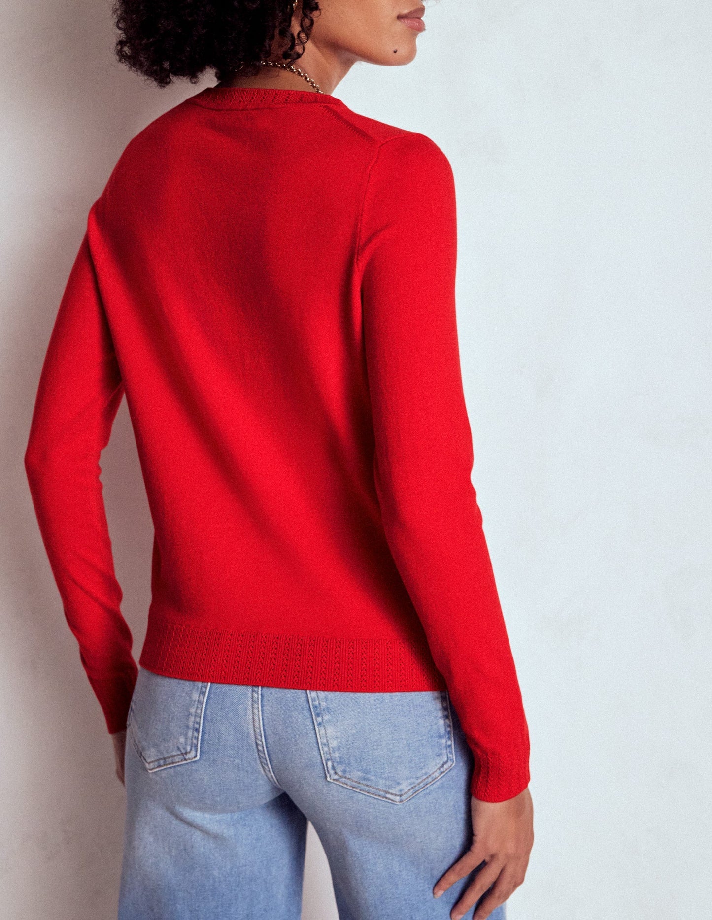 Emilia Cotton Crew Sweater - Poppy Red